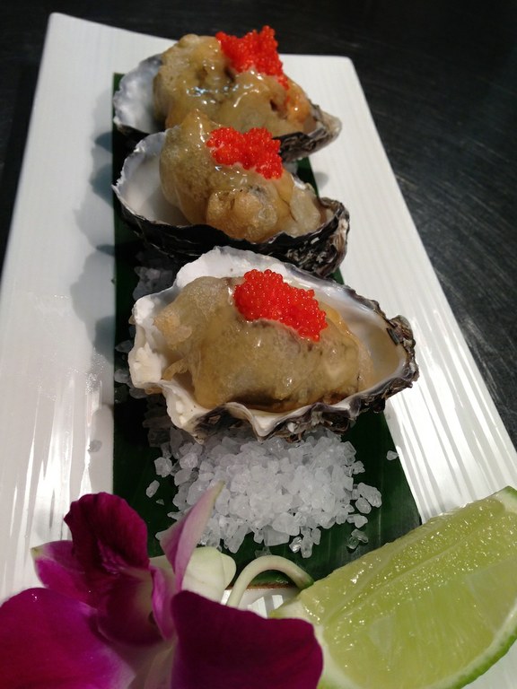 Crispy oysters and coconut jelly