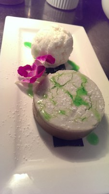 Rice Cake Pudding with coconut ice cream.